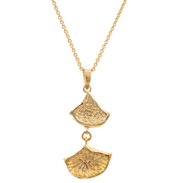 Dije doble arrecife c/baño de oro 18kt